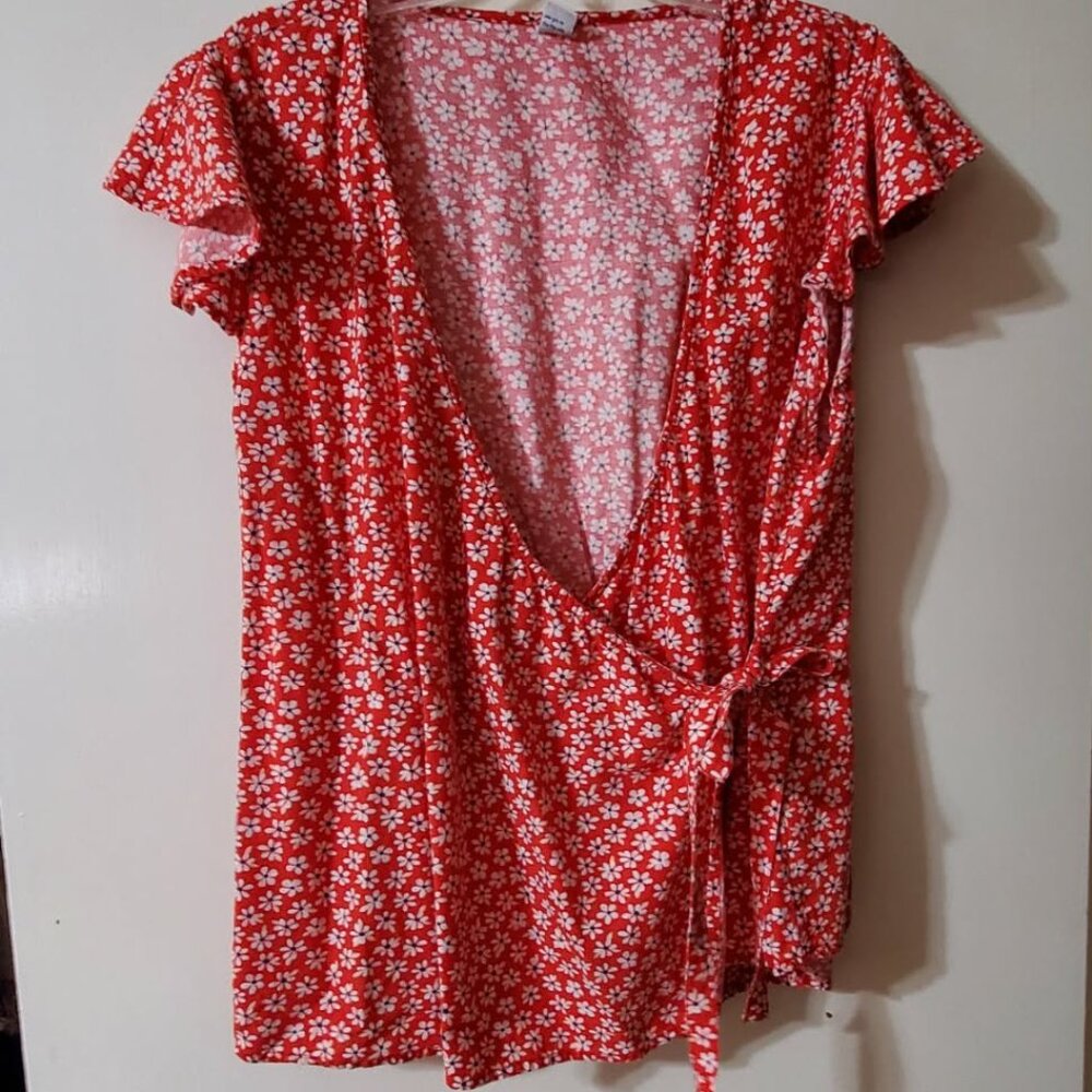 Old Navy Floral Wrap Blouse